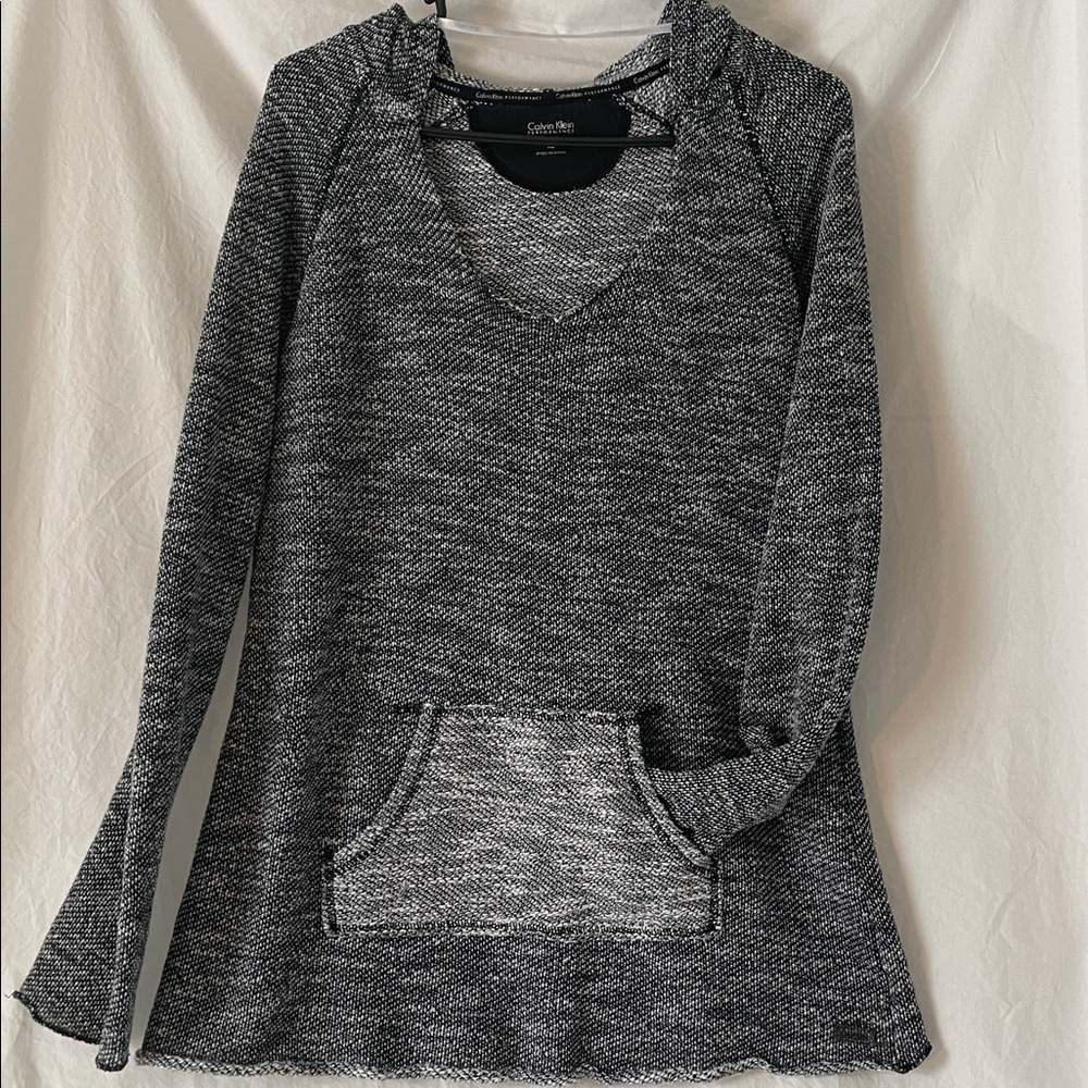Calvin Klein Knit Hoodie Sweater Kangaroo Pocket Long Sleeve Sz XL